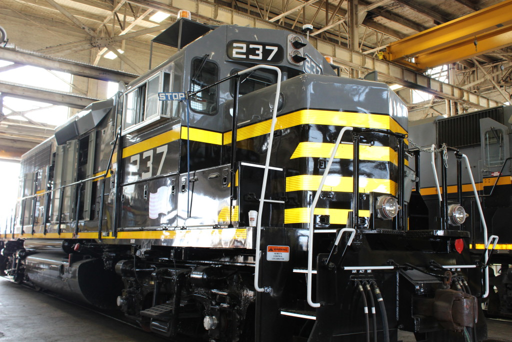 The 230 locomotives start as “core” locomotives, which are refurbished into more economically and environmentally favorable units.
