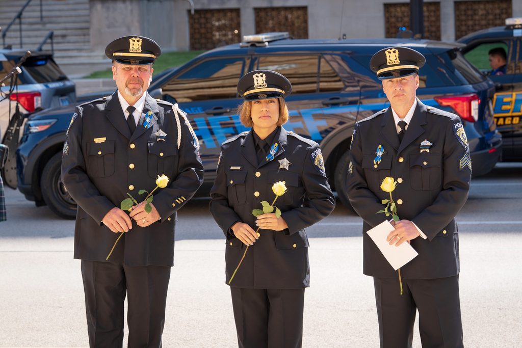 From left are Sergeant Mike Perry, Officer Andrea Clunie and Officer Tom Aftanas.