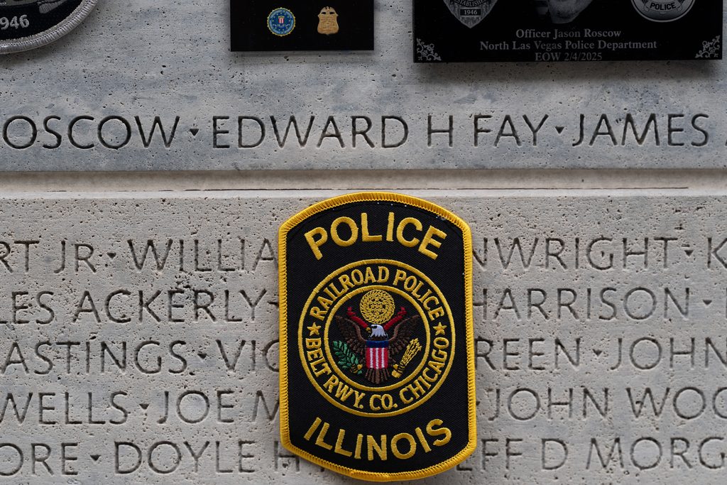 Belt Police patch is next to Edward Fay’s name on the national memorial.