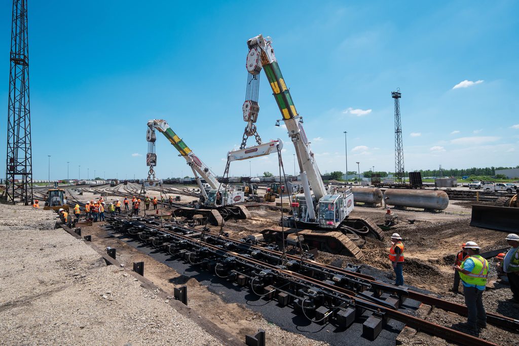 Cranes at work during the project 