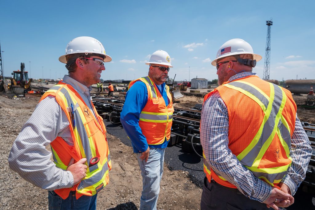 From left are Assistant Chief Engineer Tom Lyons, Will Lankford and Chief Engineer Patrick Jones.